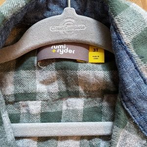 Toddler Boys | Green, Flannel Button Down Shirt | 3T